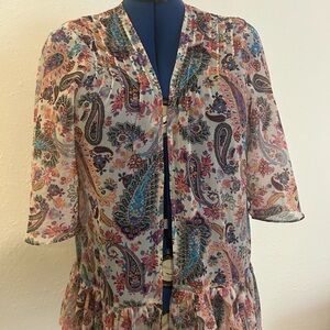 Colorful Paisley Print sheer jacket